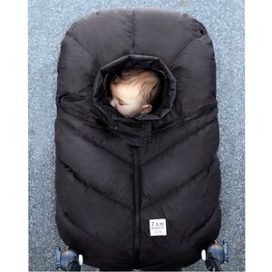 7 AM Enfant Car Seat Cocoon Black Puffer Fleece Lined Puffy Cover Baby Gear